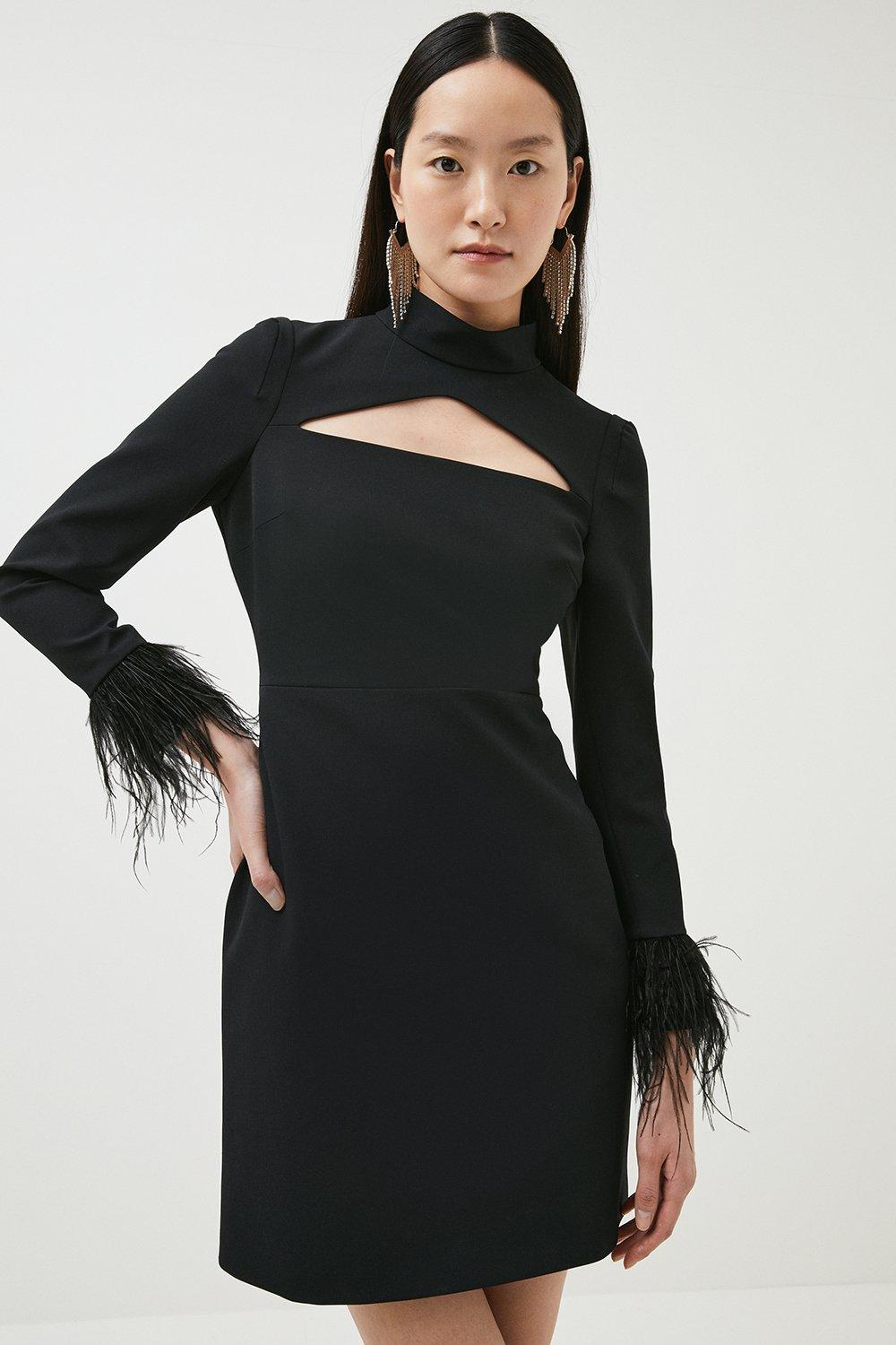 Structured Stretch Long Sleeve Feather ...